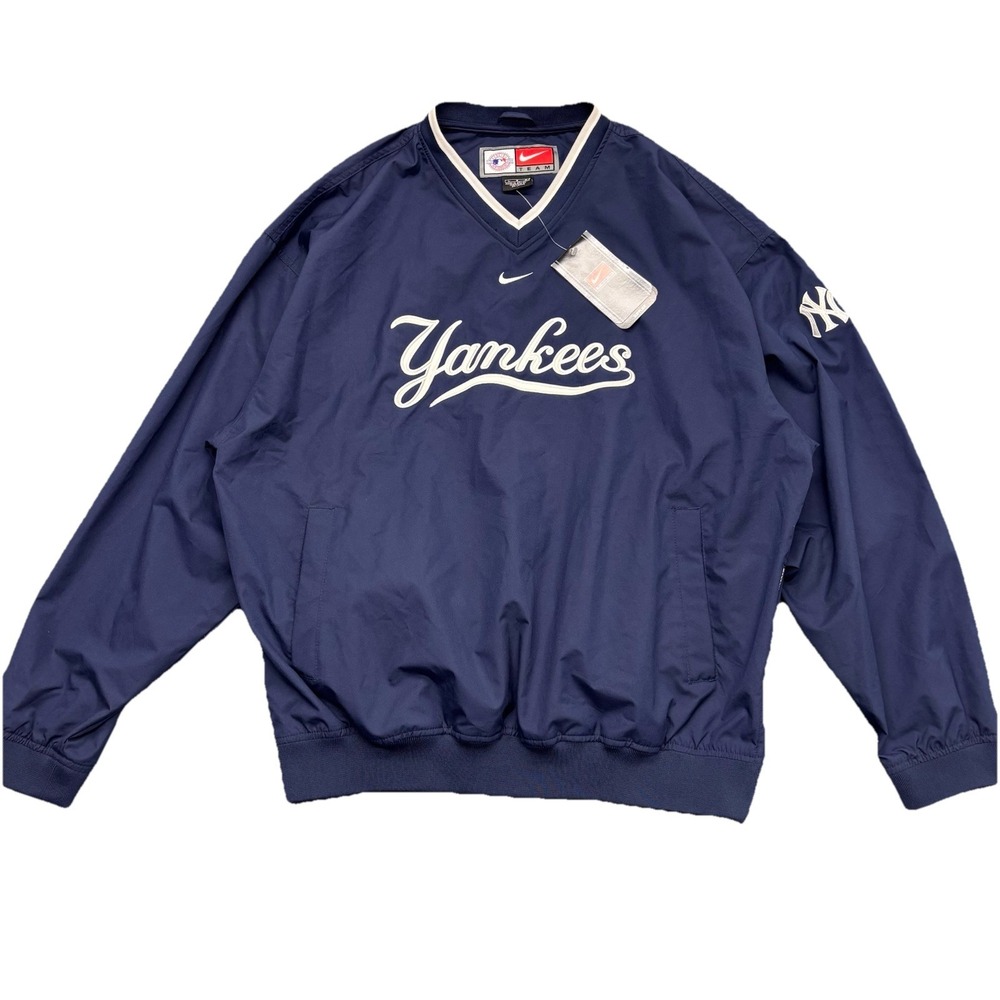 NWT Vintage Nike Team New York Yankees Windbreaker Pullover Center Swoosh Sz L